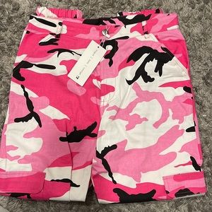Pink camo cargo pants